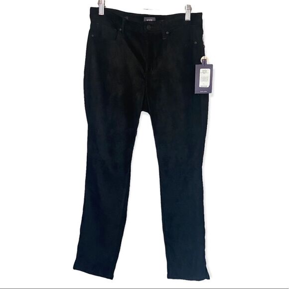 NYDJ NWT Black Velvet/Velour Mid-Rise Alina Ankle Legging/Pants Size 6 - Picture 1 of 7